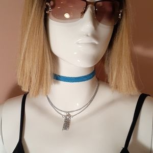 Double Necklace W/ Rhinestone and Choker